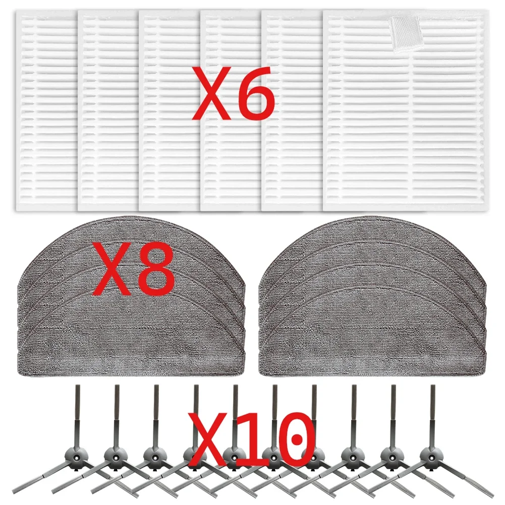 

12/24 PCS Fit For ILIFE V20, Vyzzle D10, Lydsto R1D Edge, Roidmi Eve Rook S Filter Brush Mop Cloth
