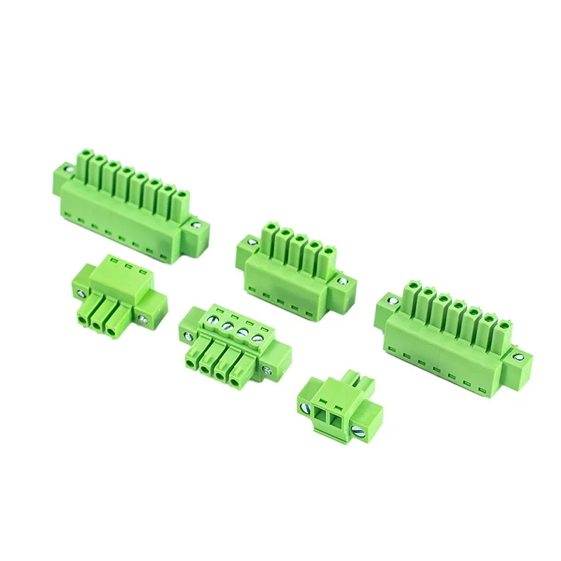 5Pcs KF15EDGKM-3.5mm  plug-in terminal block with ear locking flange plug green phoenix terminal