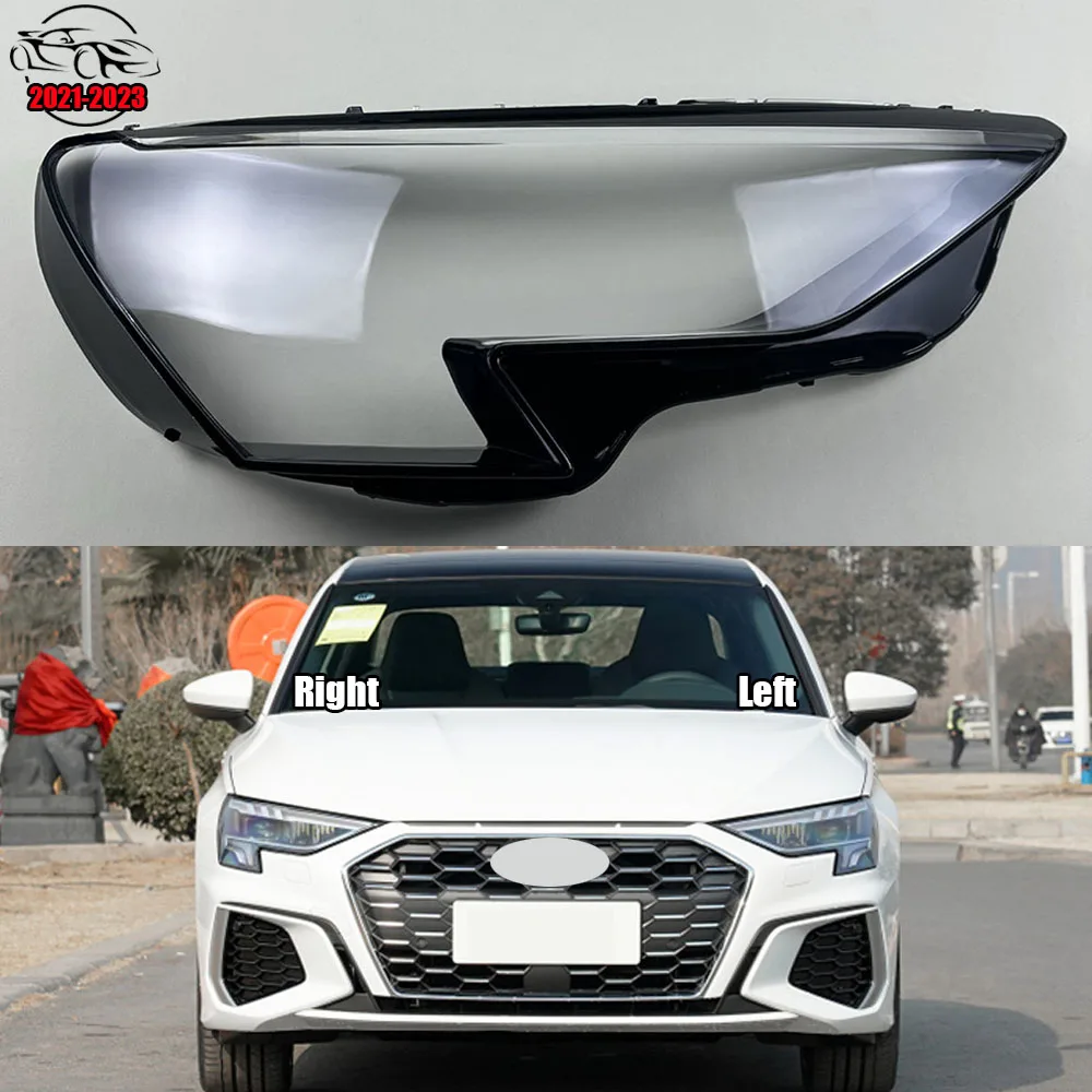 

For Audi A3 2021 2022 2023 Car Front Headlamps Glass Cover Transparent Lampshades Lamp Shell Masks Headlight Cover Lens Caps