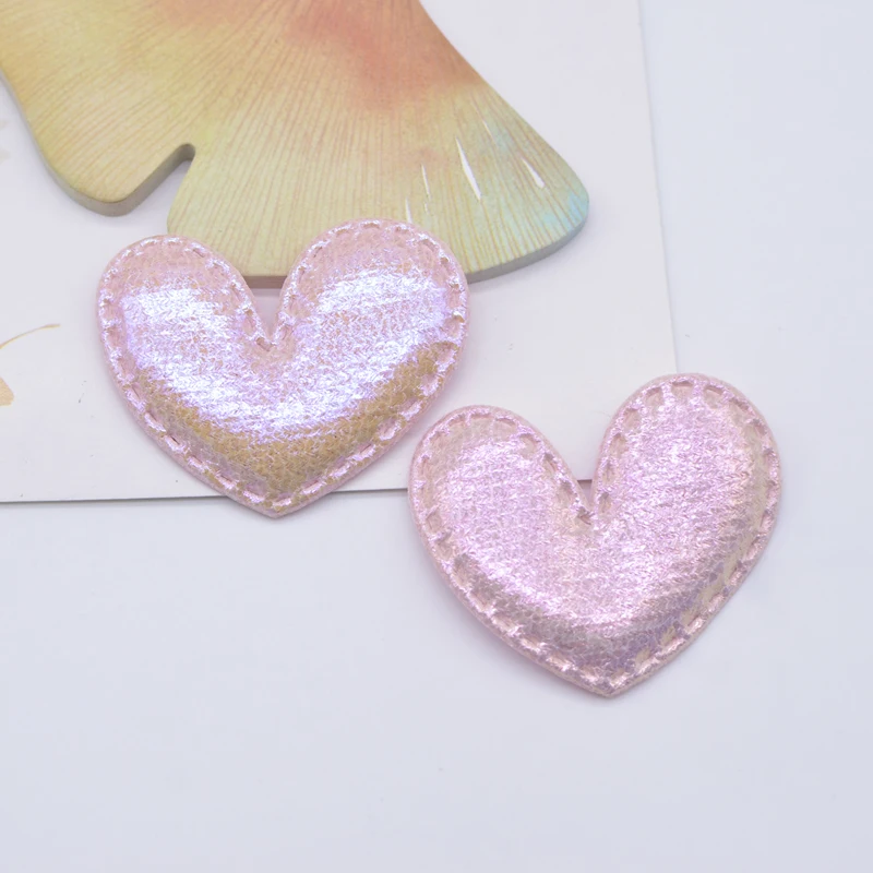 30Pcs 43*35mm Glitter Heart Applique Padded Patches for Clothes Hat Crafts Sewing Supplies DIY Headwear Hair Clips Bow Decor