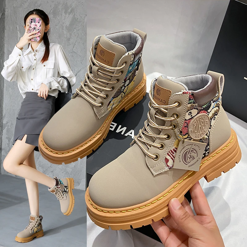 

Platform boots, casual workwear motorcycle boots, versatile stylish ankle boots for all seasons, 0218-1