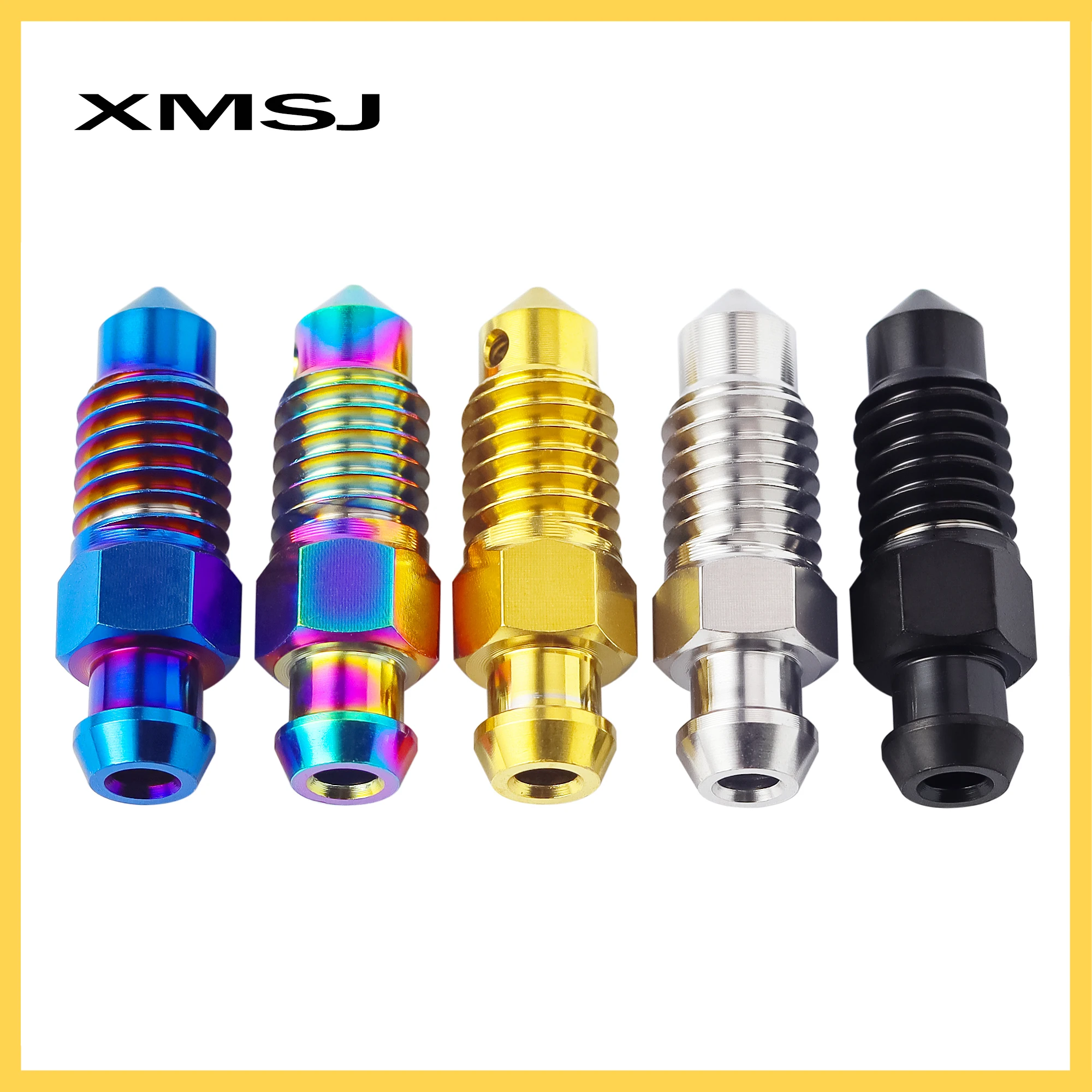 XMSJ Gr5 Titanium Bolt Motorcycle Brake Caliper Oil Drain Air Bleed Nipple Bolt M8x1.25mm Deflation Bleeder Bleed Screw Parts