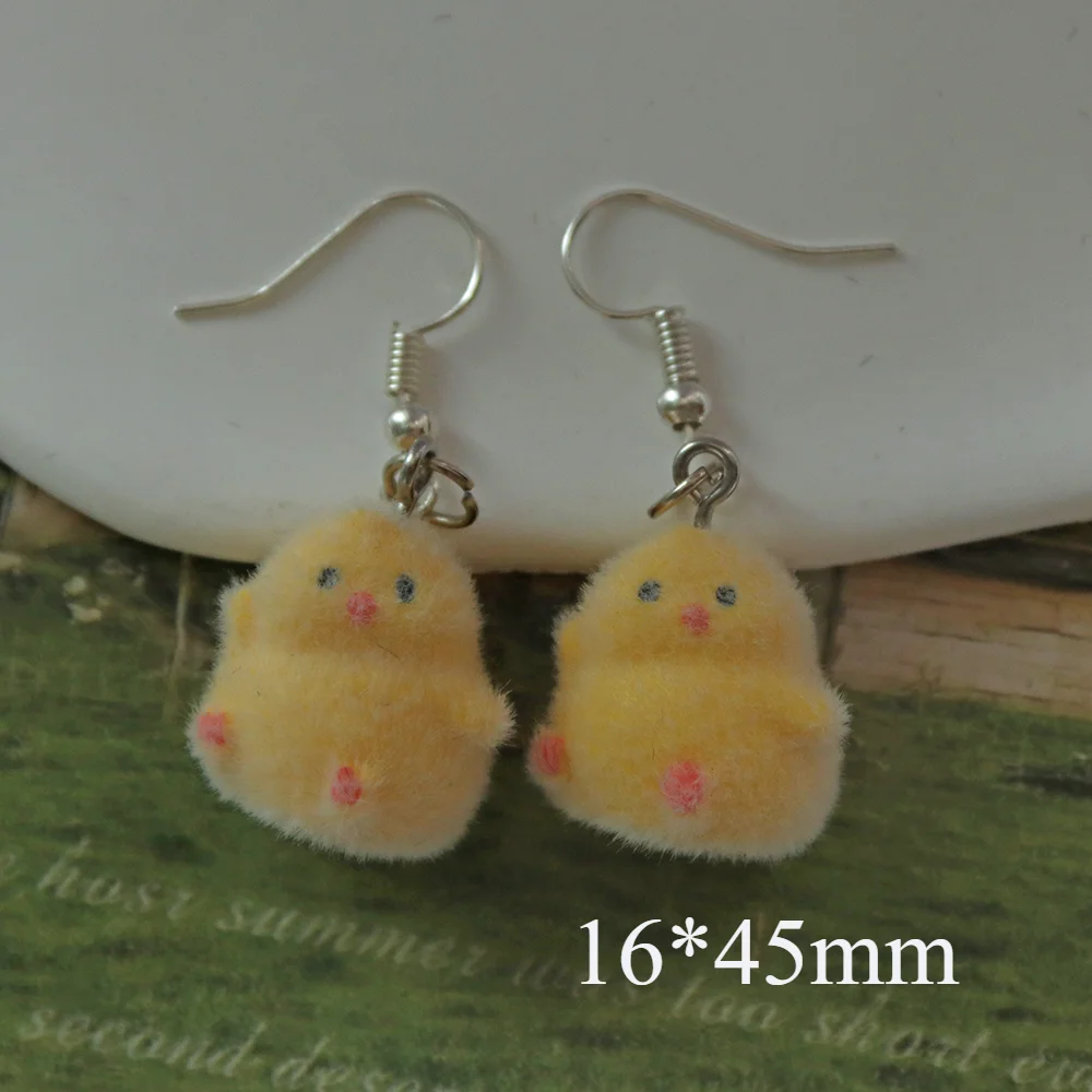 3D Cute pulcino floccaggio Charms Cartoon Animal Resin orecchini pendenti accessori portachiavi per artigianato fai da te creazione di gioielli