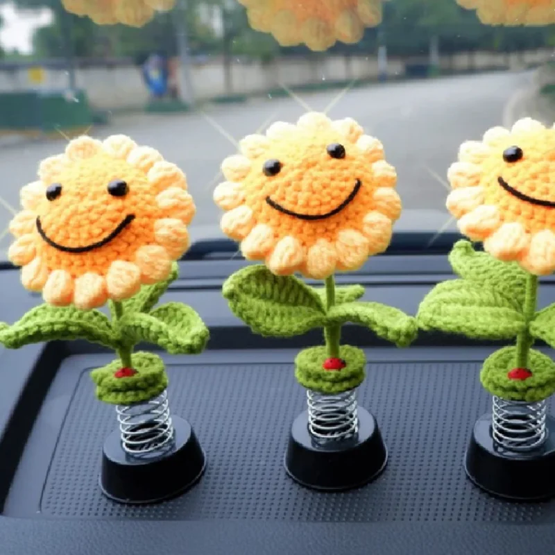 Decoración de salpicadero automotriz con forma de girasol con cabeza oscilante, mini accesorios de coche, flor de Margarita de girasol, vacaciones, pequeños regalos