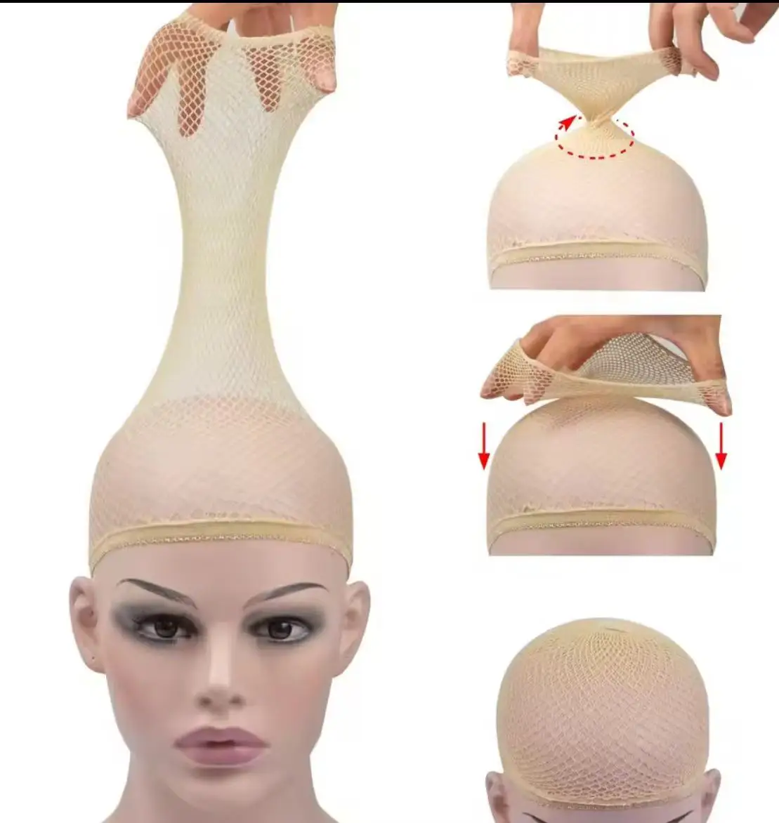 شبكات الشعر المفتوحة نهاية قبعة شعر مستعار شبكة تخزين قبعات النسيج شعر مستعار للنساء