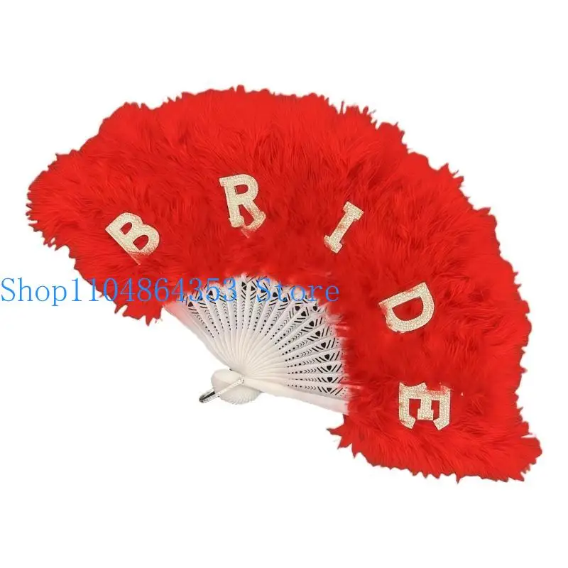 652F مروحة ريشة ريشة محمولة للملاحظة الزفاف زخرفة جلسة صور الحفل الزفاف