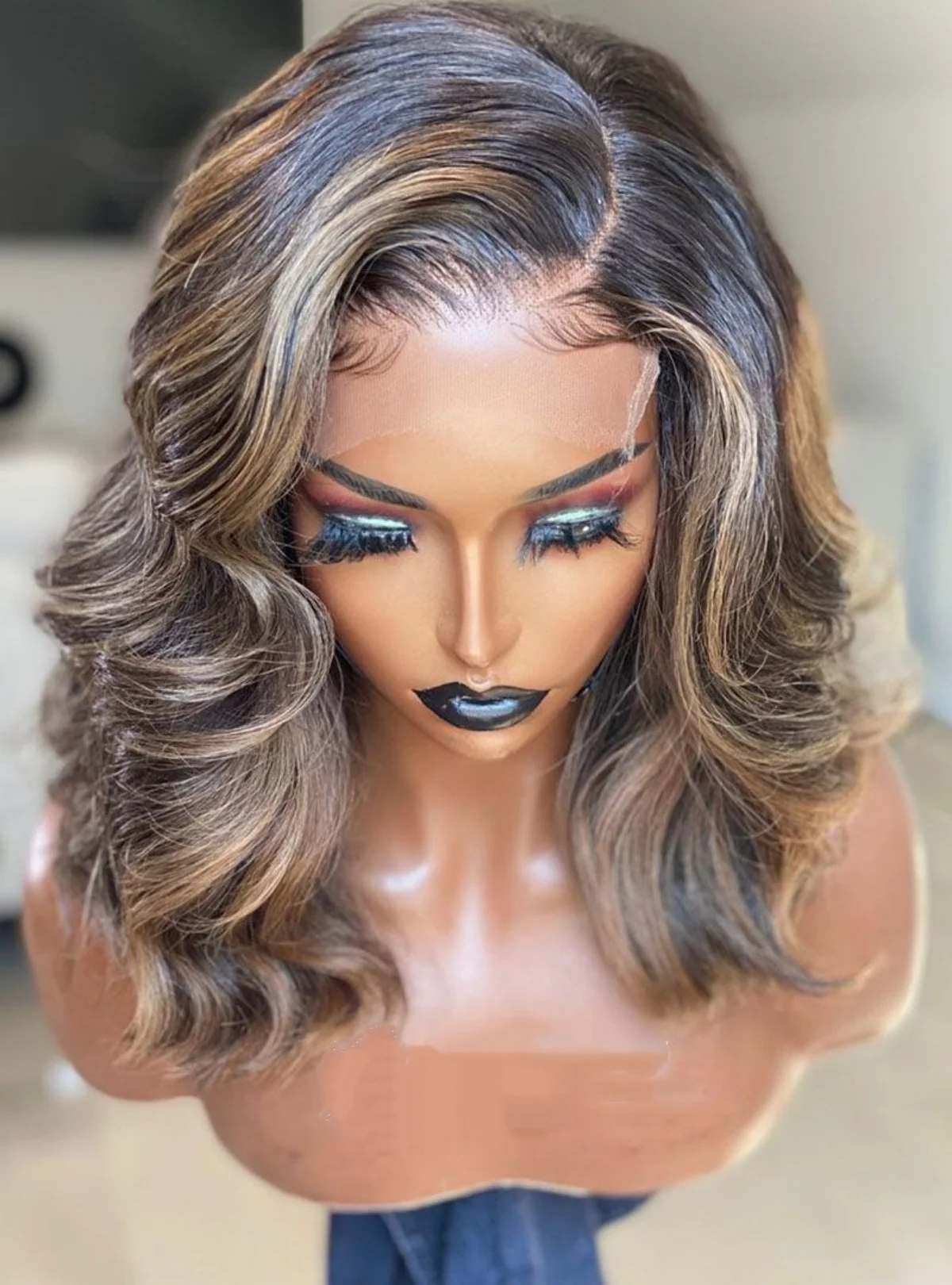 

4/27 Highlight Ombre Blonde Body Wave 13x4 Lace Front Wig Brown Color 5×5 HD Transparent Lace Frontal Human Hair Wigs