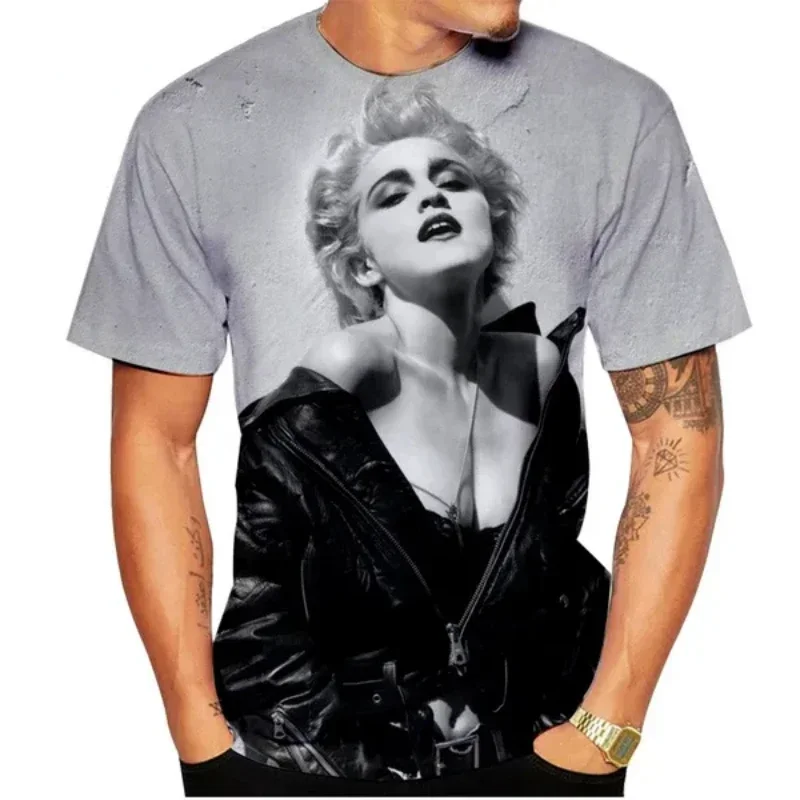 Fashion Men Clothing Pop Female Singer Madonna 3D Print T-shirt Personality Hip Hop Harajuku Street Unisex Oversized T Shirt