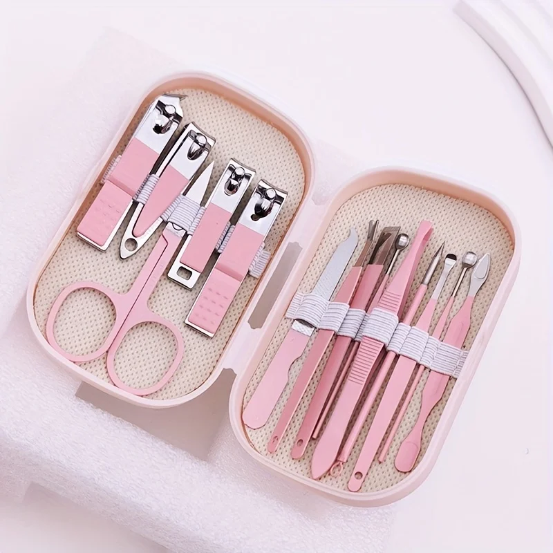 Ensemble de coupe-ongles portables avec cure-oreille, outils de manucure durables pour dortoir, ciseaux à sourcils et accessoires pour Nail Art, 14 pièces