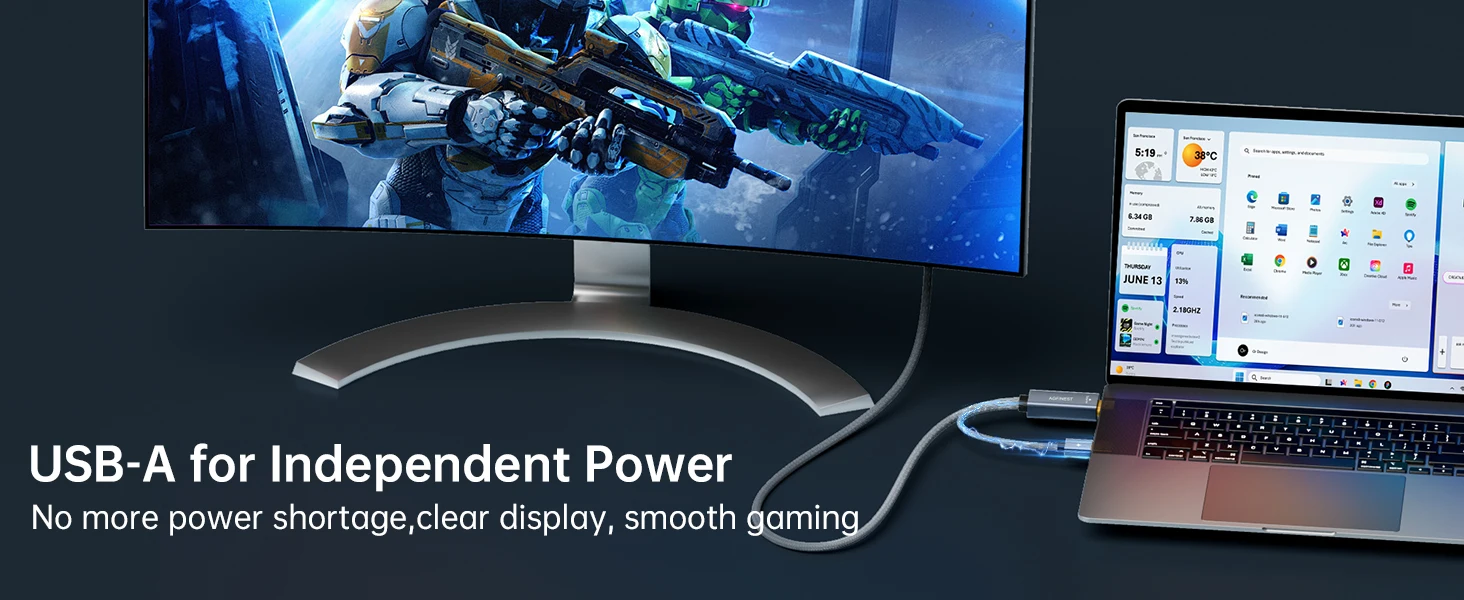 ULT-unite Aktives HDMI-zu-DP-Kabel 4K 60Hz, 2K@120Hz Einweg-HDMI-Quelle zu DisplayPort-Monitor-Adapter DisplayPort-Kabel für PS5 – Detail 7