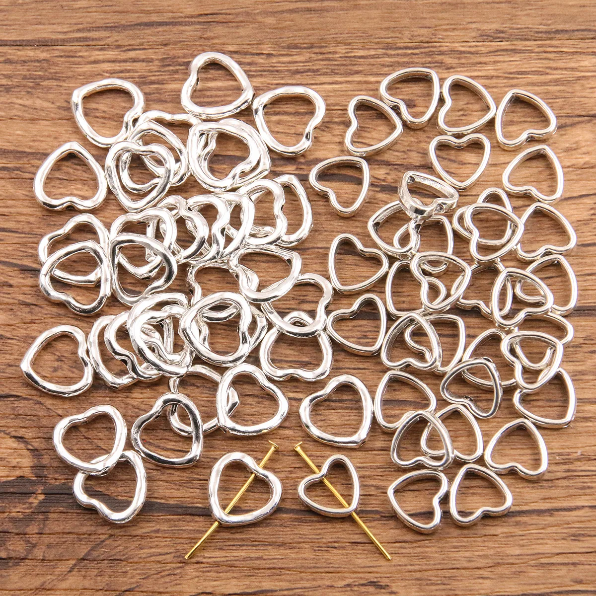 20PCS DIY Jewelry Hollow Heart Beads Alloy Small Hole Beads Connector Bracelet Necklace Beads EF4282 EF4287