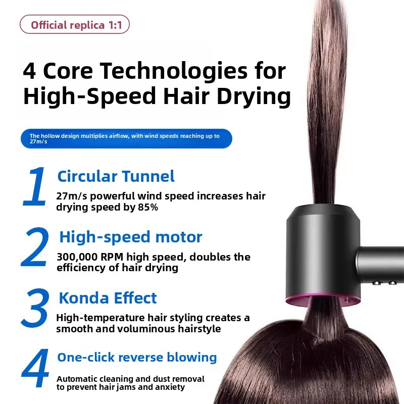 Top-tier high-speed hair dryer for salons and home use, with large power, negative ion technology, and bladeles for hair drying.