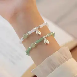 Creative Bamboo Knot Beads Bracelets Jewelry Green/White Color Chinese Style Handmade Bracelet Sweet Women Party Jewelry