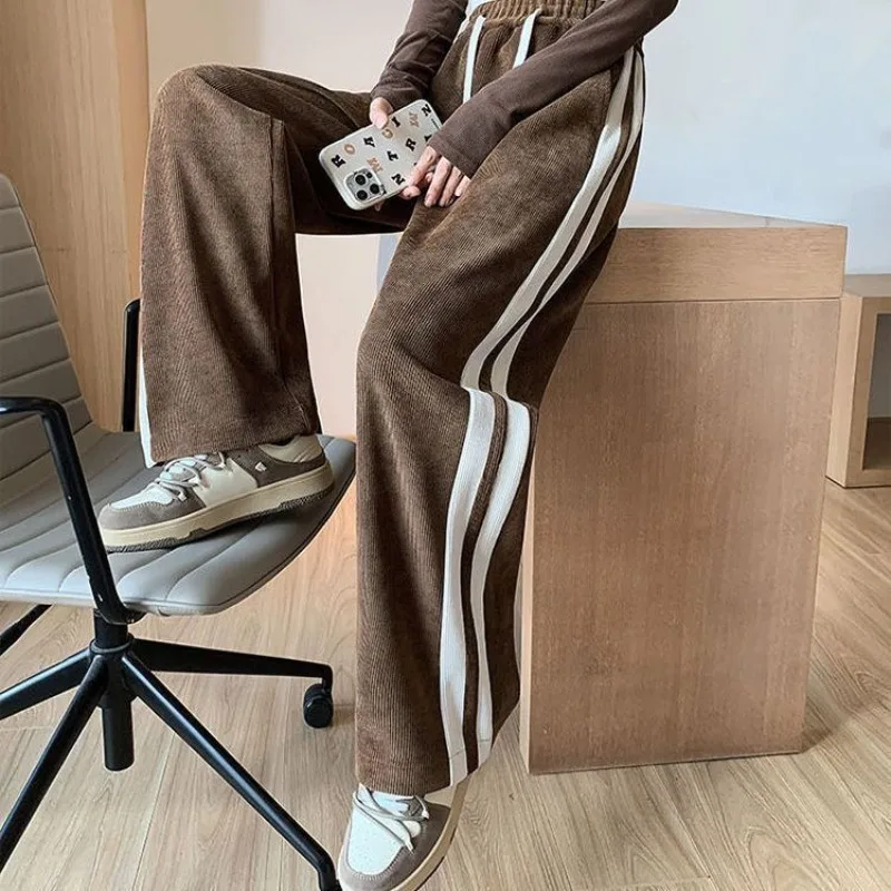 

Большой размер Они флисовые широкие брюки мужские женские осенне-зимние флисовые утолщенные тонкие прямые повседневные длинные брюки с высокой талией и подвеской