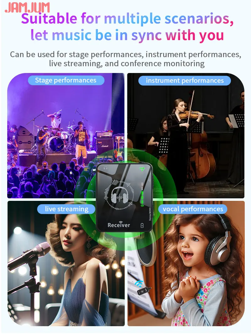 Jamjum Wireless In-ear Monitor System 2.4g Rechargeable Set_voghion.com