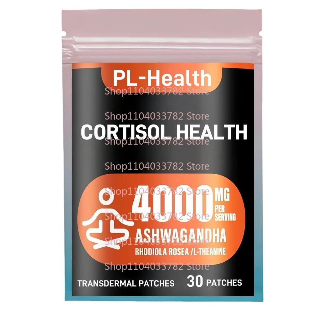 

30 Patches Cortisol Health Transdermal Patches for Women Men with Rhodiola Rosea, L-Theanine for Mood, Focus, Sleep Support