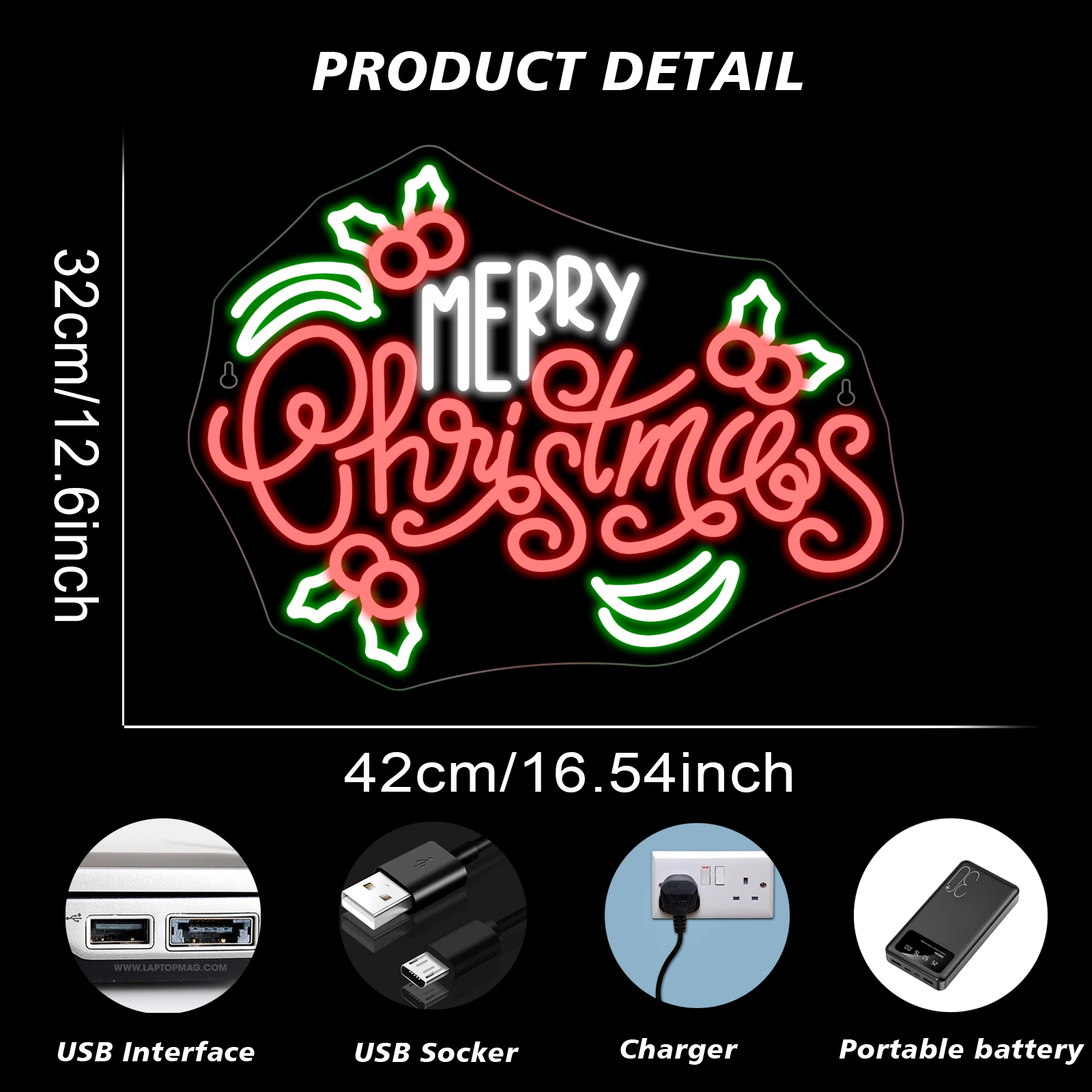 Wesołych Świąt Możliwość przyciemniania Neon Holly Fruit Xmas Neon Sign Led Light Up Sign Dekoracja ścienna do dekoracji pokoju Impreza Dom Prezent