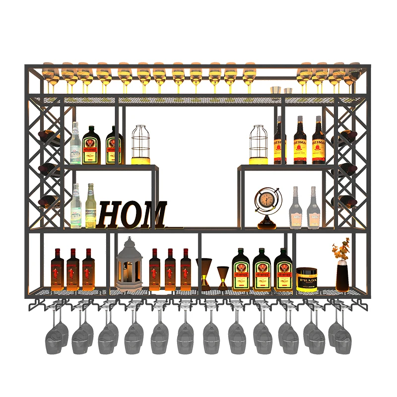 Bar bar counter wine cabinet shelf Restaurant simple wall diamond wine cabinet Wall mounted wine shelf display stand