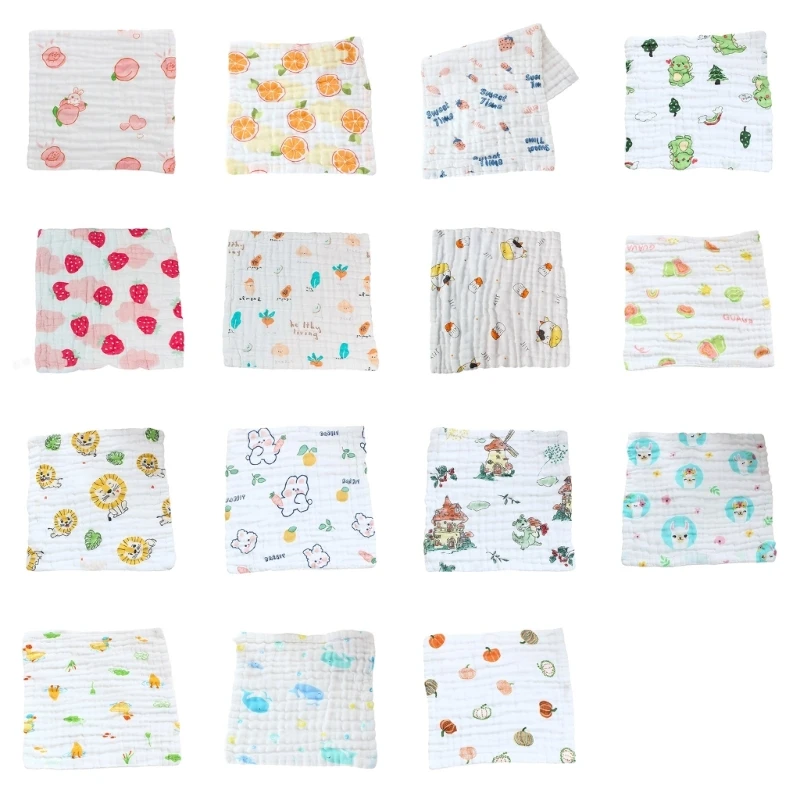 

J15U Soft Absorbent Cotton Drooling Bib 6-Layer Burp Cloth for Newborns Gentle Care Washcloth Square Towel