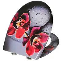 WOLTU Duroplast Toilet Lid with Soft-Close Mechanism Fast Fix Quick Attachment Bathroom Toilet Seat with Motif Mounting Material