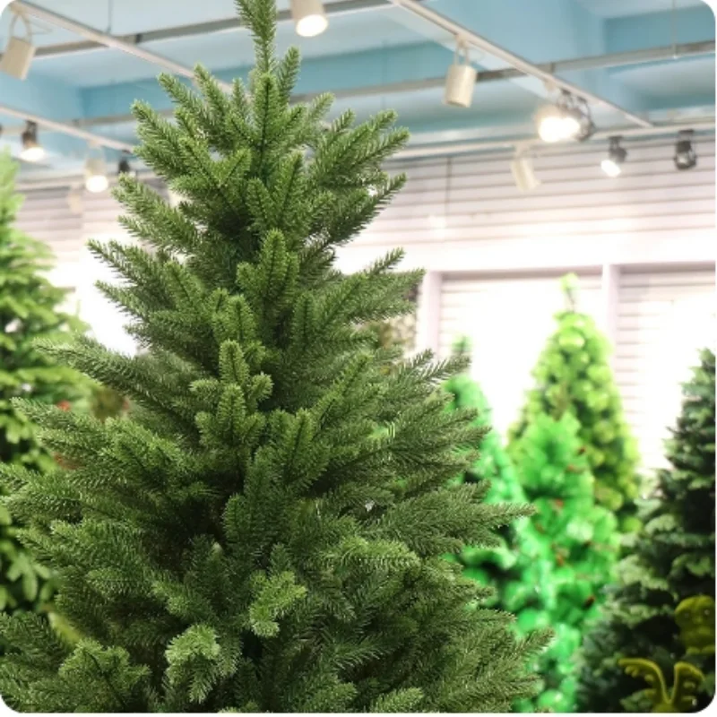 Simulation Christmas Tree PE Material 1.2-2.1m Green Artificial Christmas Tree with Metal Stand Home Holiday Decoration Ornament