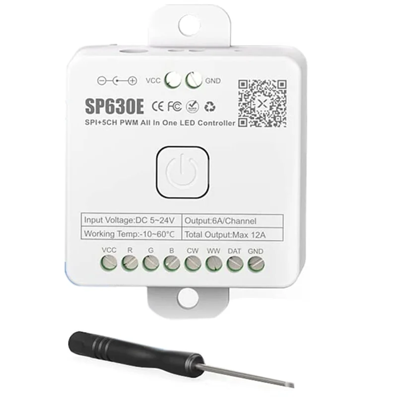 1 قطعة SP630E بلوتوث LED تحكم البلاستيك الأبيض دعم PWM أحادية اللون CCT RGB RGBW RGBCCT أو SPI TTL IC رقاقة LED قطاع