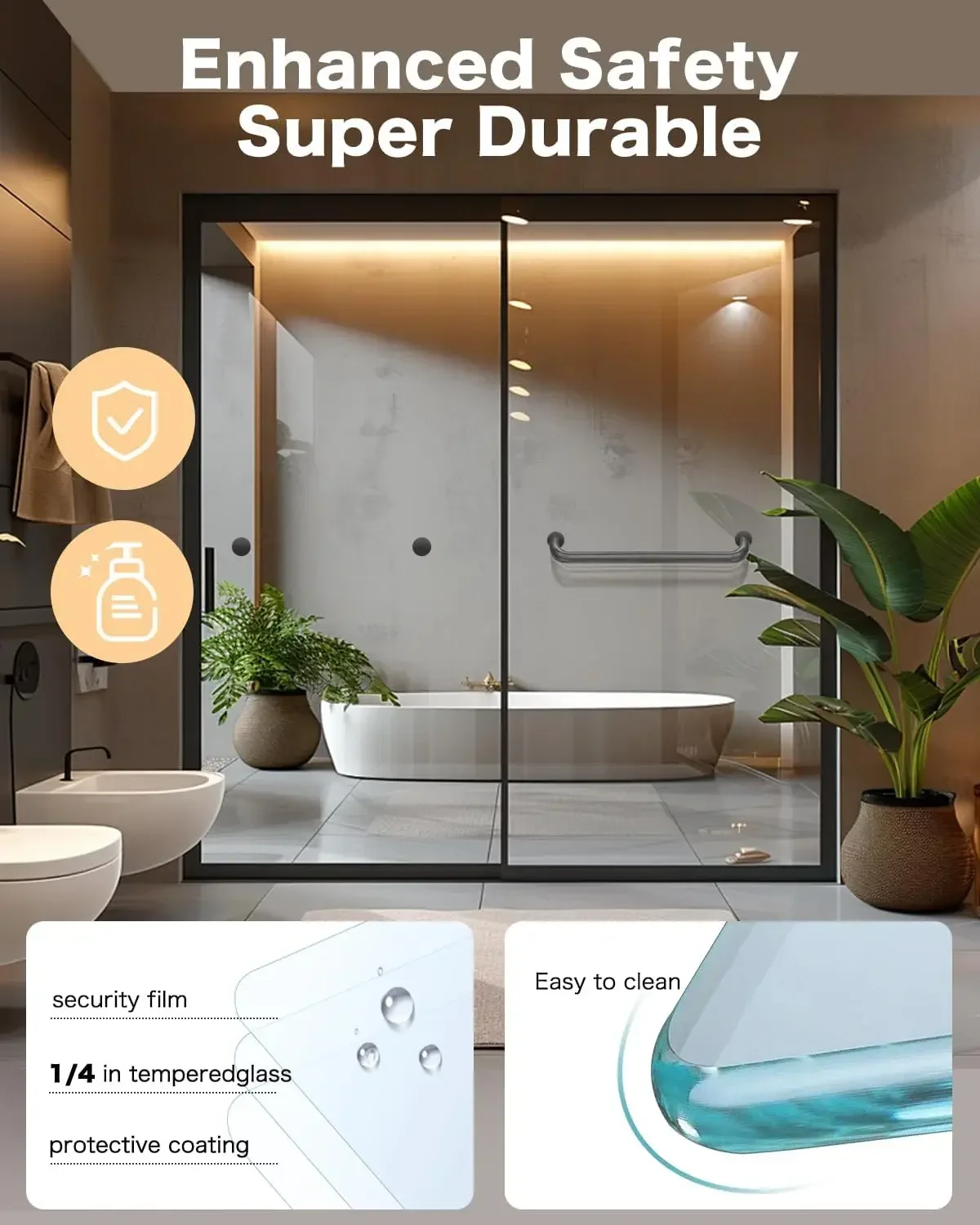 Semi-Frameless Double Sliding Shower Door - Bypass Design, 56