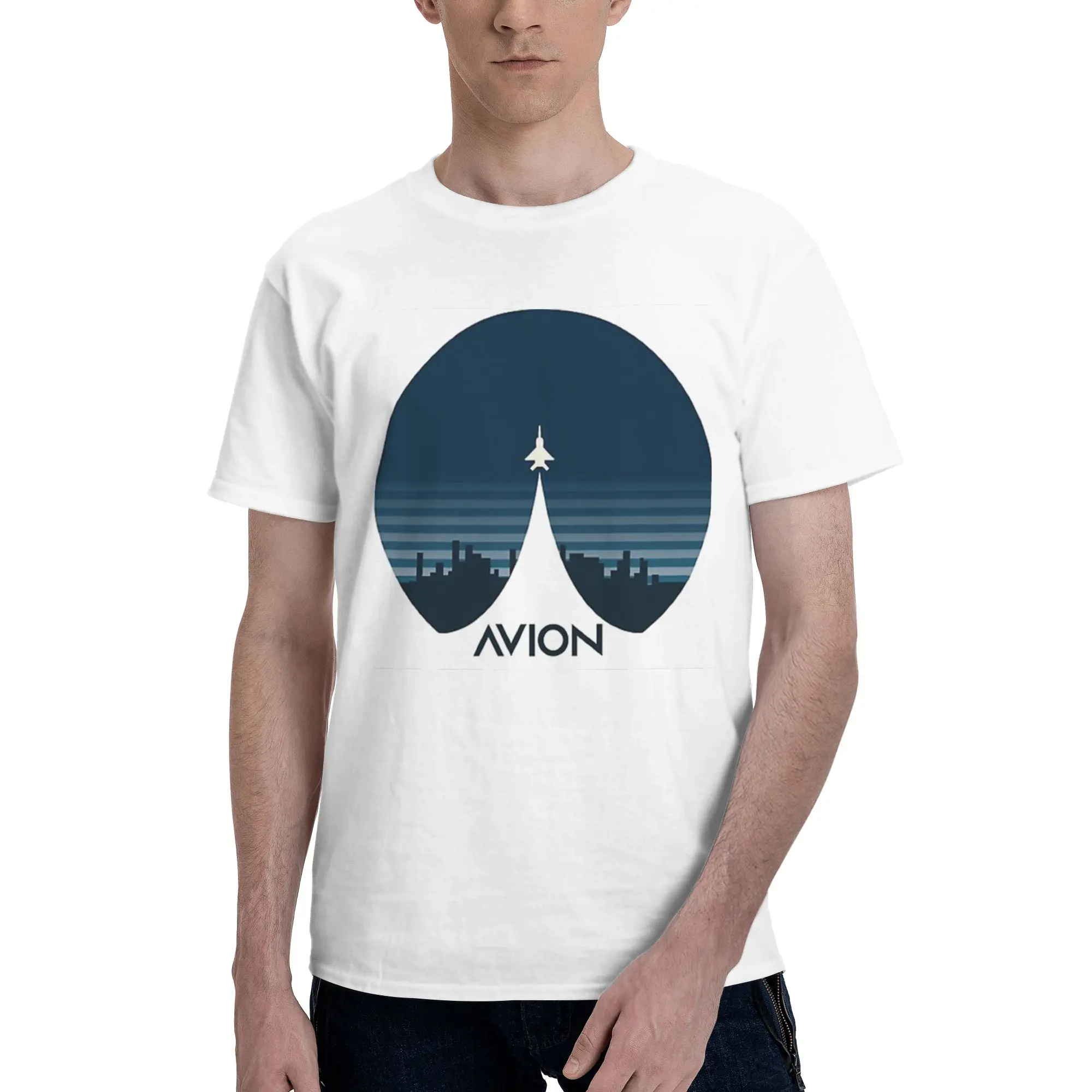 

Авиационный истребитель над городом, футболка из 100% хлопка, мужские футболки большого размера, мужские футболки с круглым вырезом и коротким рукавом, S-6XL