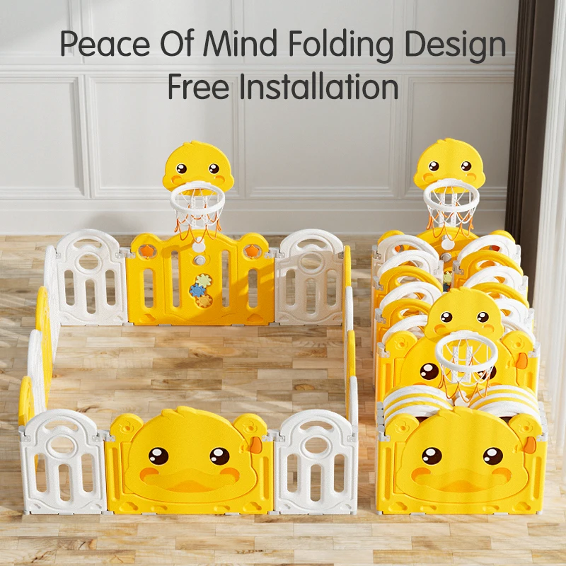 Free Samples Fast Shipping 1MOQ Toddler Plastic Fence Indoor Children Folding Play Yard Baby Safety Kids Playpens With Gate - view 2