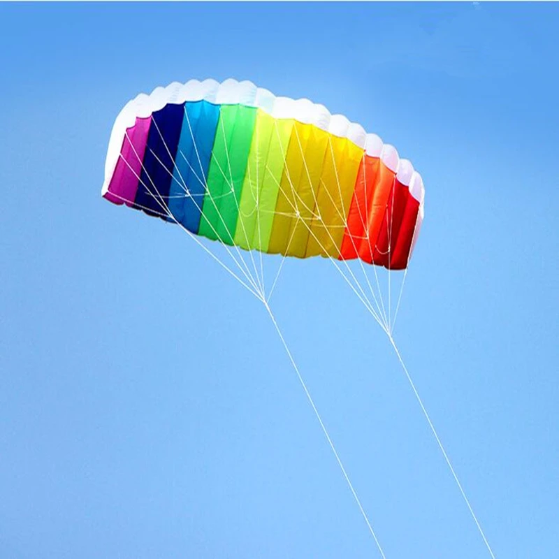 free shipping rainbow dual line stunt power kite large Parafoil kites for adults flying kitesurf new beginner factory parachute