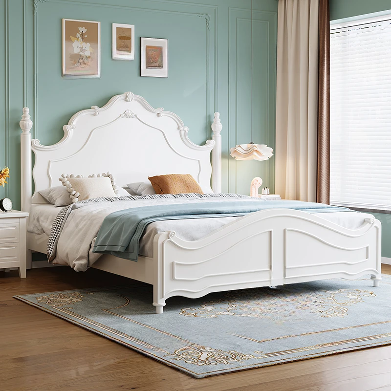 

King Size Queen Double Bed Wood Nordic American Unique Room Double Bed Princess Modern Camas De Dormitorio Bedroom Furniture