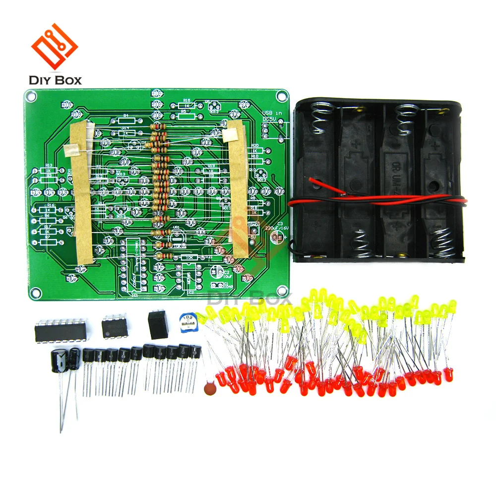 Electronic DIY Kit Flash Light Kits 73 LEDs Red Yellow Dual-Color Flashing Soldering Practice Board PCB Circuit Training Suite