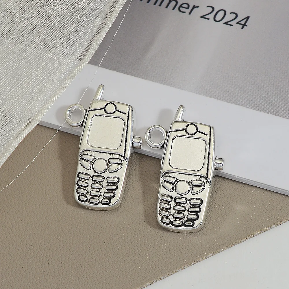 10pcs/lot--16x23mm Old-fashioned Cell Phone Charms Pendants For Diy Keychain Jewelry Making Findings Supplies Accessories