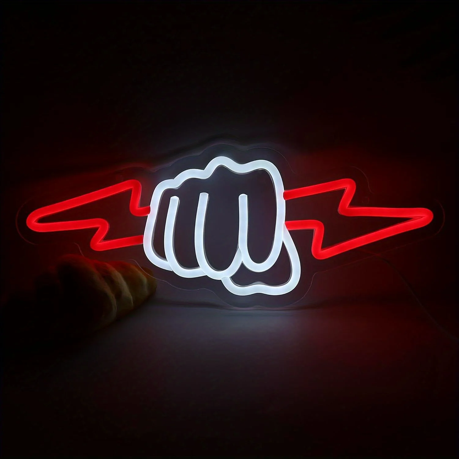 Fist LED Neon Light - USB Powered, With Dimmer, Adjustable Brightness, Perfect for Game Rooms, Offices, Motivational Decor