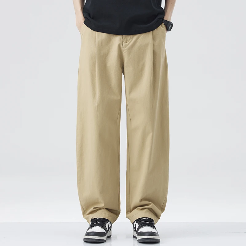 

trend loose wide leg pure cotton dress pants men's national fashion casual pants men's pants Japanese system