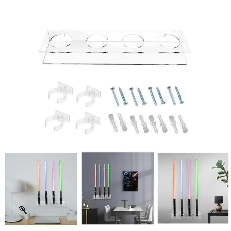 4 Slots Wall Mount Lightsaber Display Stand Acrylic Lightsaber Hanging Rack For Home Decoration For Force FX Lightsabers