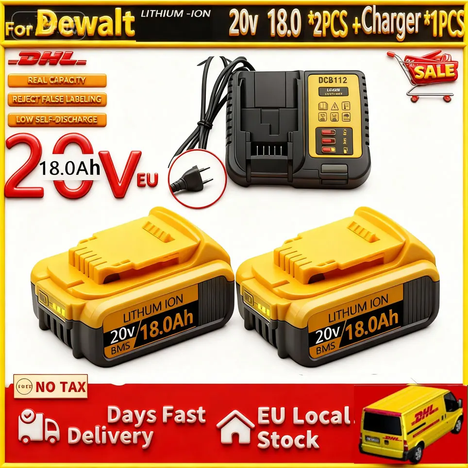 100% nuevo para DEWALT 18.0AH DCB609 18V 20V batería de iones de litio para Dewalt DCB204 DCB205 DCB206 DCB609 DCB184 DCB200