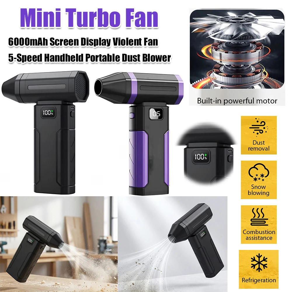 

Мощный ручной портативный электрический вентилятор-пылесос 5 скоростей, 6000 мАч, перезаряжаемый, для уборки пыли в автомобиле, компьютере, дома, офисе