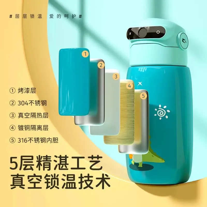 Fingerprint Lock Insulated Water Bottles For All Day Hydration Cute Robort Cups With Lip Proof AI Locking Lid For Kids