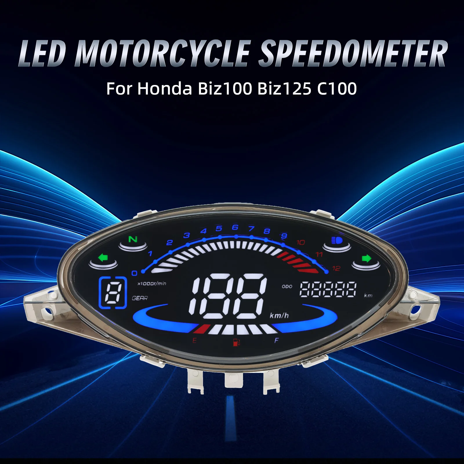 

2024 New LED Digital Motorcycle Speedometer RPM Tachometer Odometer Dashboard for BIZ100 Biz100 C100 Colombia,Brazil