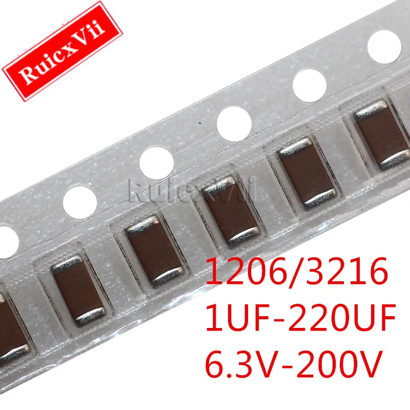 20PCS 1206 3216 SMD Capacitor 1UF 2.2UF 4.7UF 10UF 22UF 47UF 100UF 220UF 10V 16V 25V 35V 50V 63V 100V 200V X7R X5R ±10%=K ±20%=M