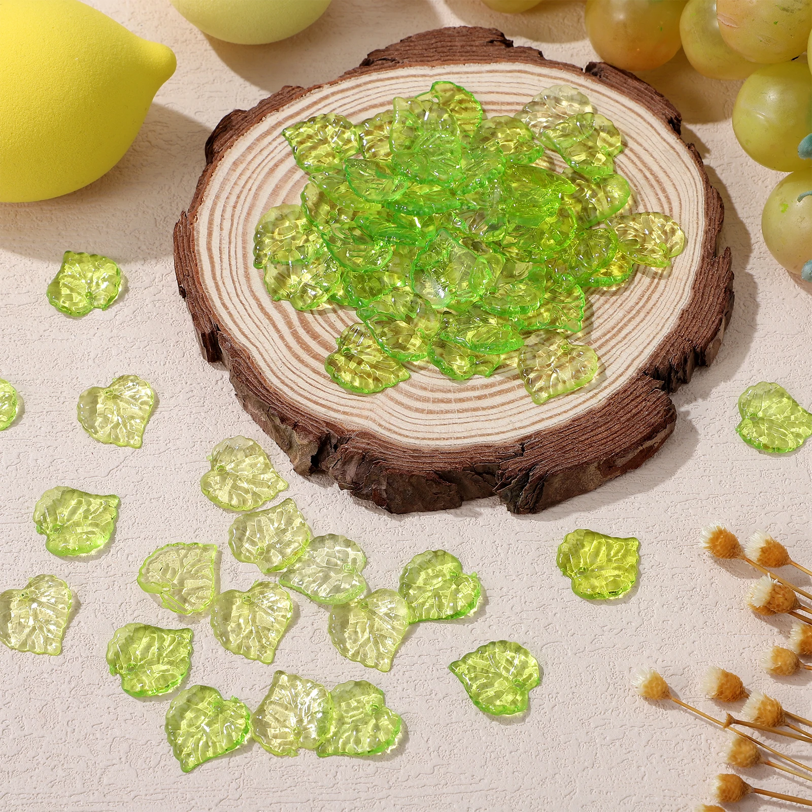 

200 Pcs Leaf Earring Keychain Charms Acrylic Pendants for Jewelry Making DIY Accessories Ear Drop Findings Craft Decorations