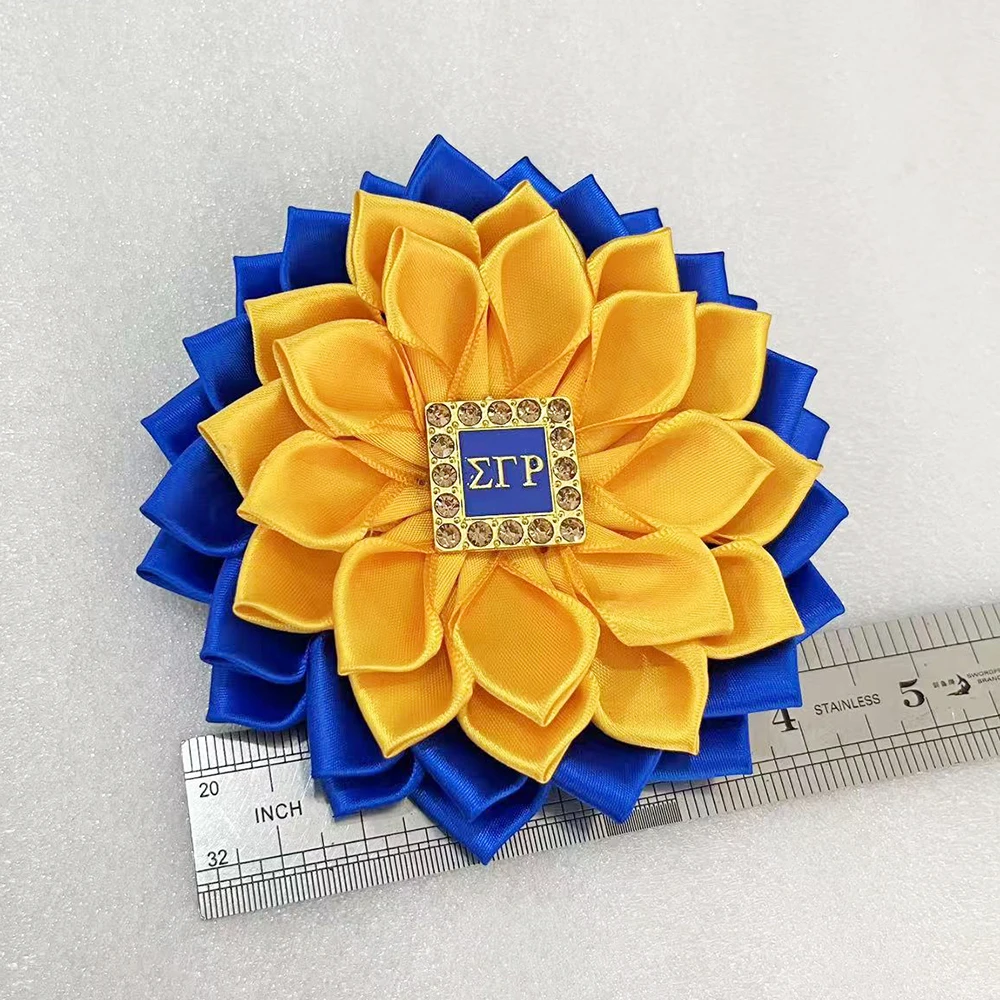 إكسسوارات بودل بأحرف يونانية من SGRHO بروش الصدار باللونين الأزرق والأصفر