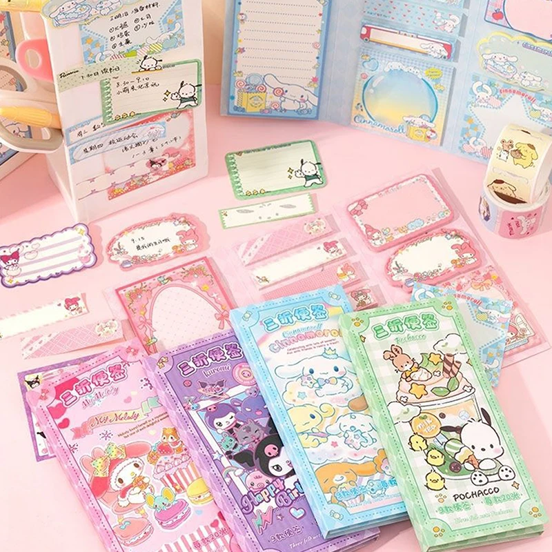 Cartoon Sanrio Sticky Notes Anime Kuromi Cinnamoroll Mymelody Hellokitty Figure Student Stationery N Times Posted Message Book