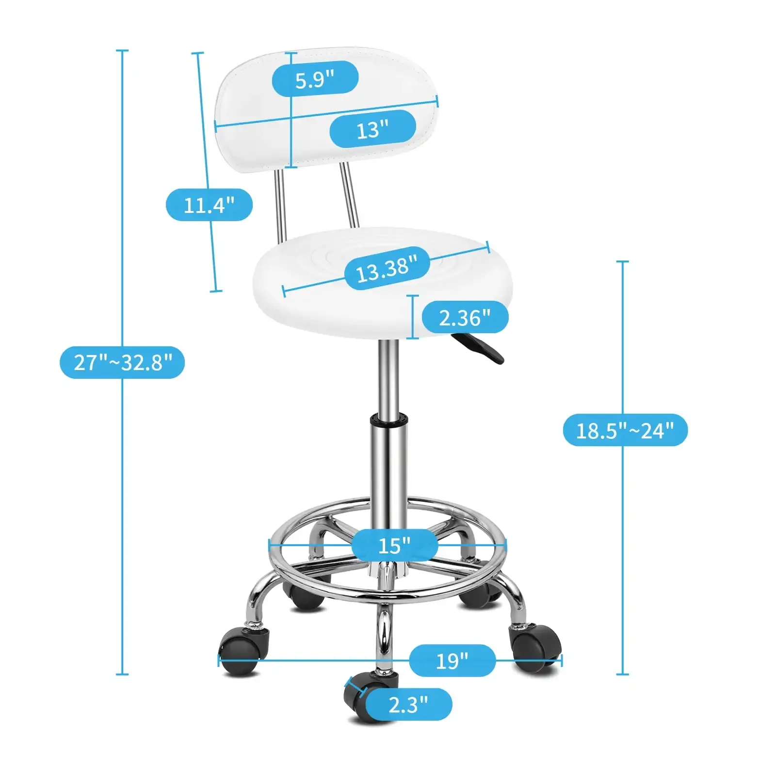 Swivel Salon Stool Chair with Backrest, Adjustable Hydraulic Rolling Stool Work Salon Drafting Swivel Task Chair