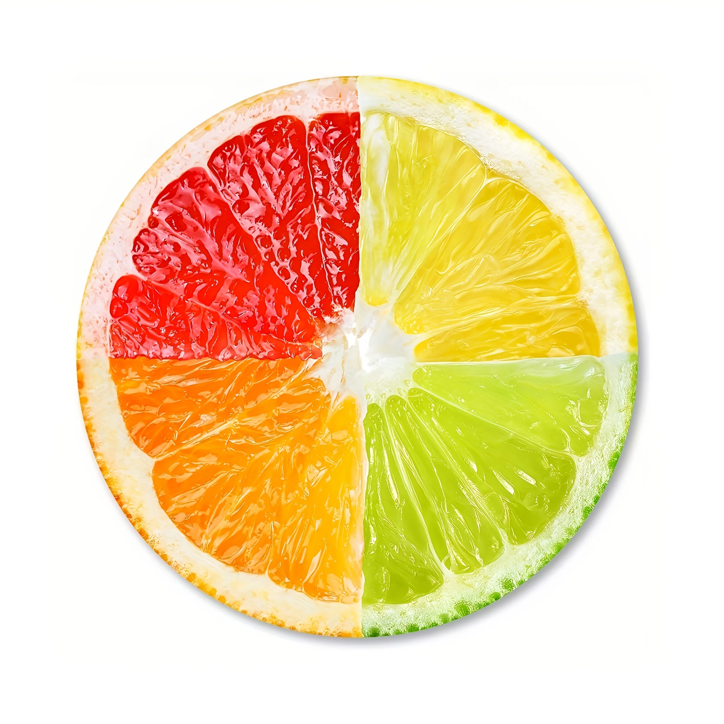 Lemon mouse pad, round citrus fruit design, bright sliced, colorful fruit-themed computer accessory, anti-slip and washable