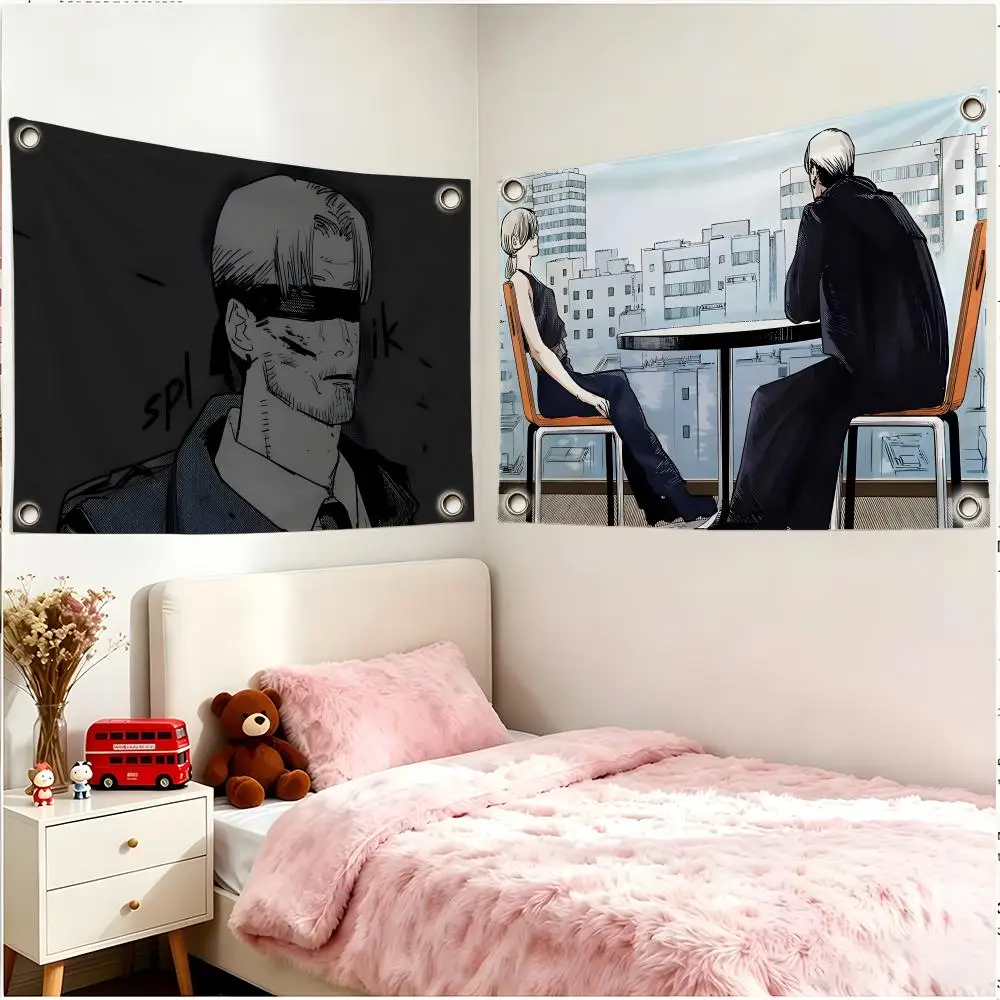 Anime Character Chainsaw Man Kishibe Flags Four Ring Borderless Art Decor Indoor Outdoor Use Simple Hang And Install
