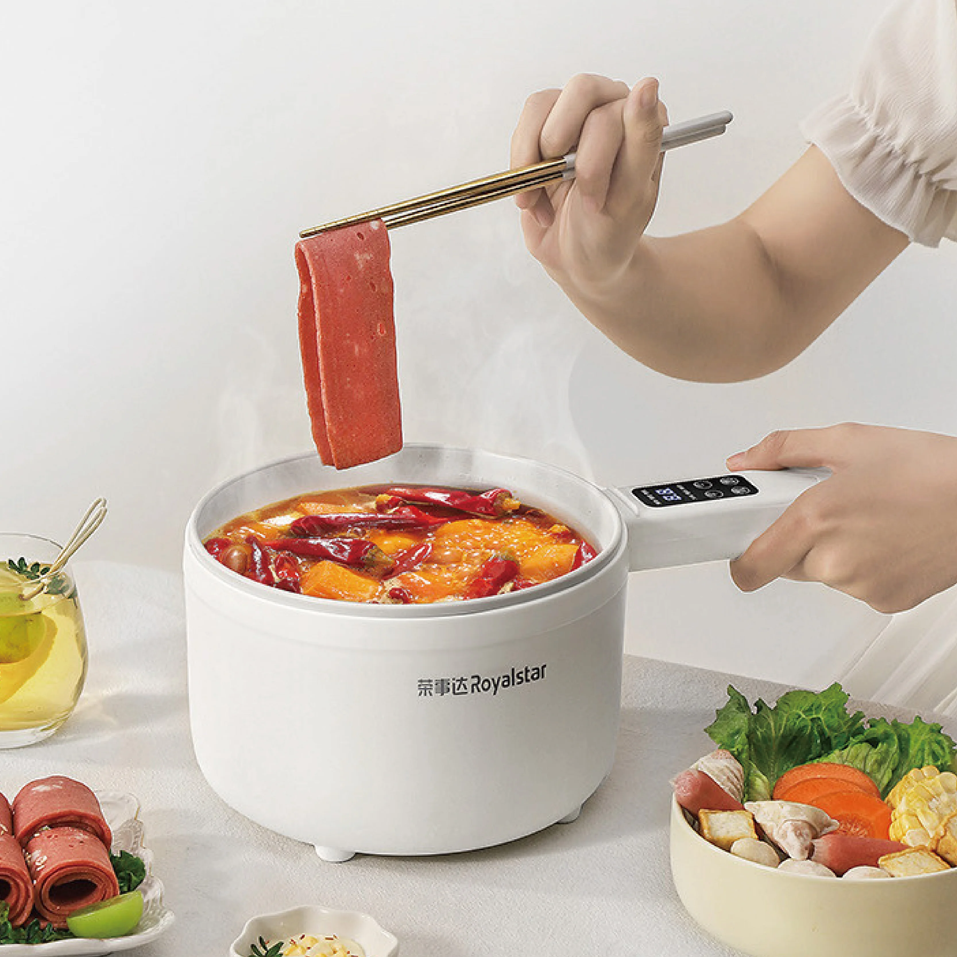 1.6L Multifunctional Electric Cooking Pot Home Ceramic Glaze Non-stick Pot Dormitory Hot Pot Smart Steamer Auto Keep Warm 600W