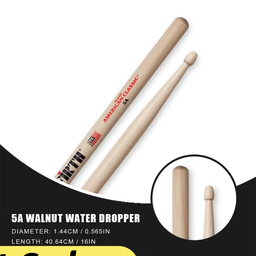Baquetas de Jazz de 2 a 10 Piezas, Baquetas con Punta de Madera 5A/7A, Baquetas de Hickory Americano, Baquetas Clásicas para Batería Acústica/Electrónica