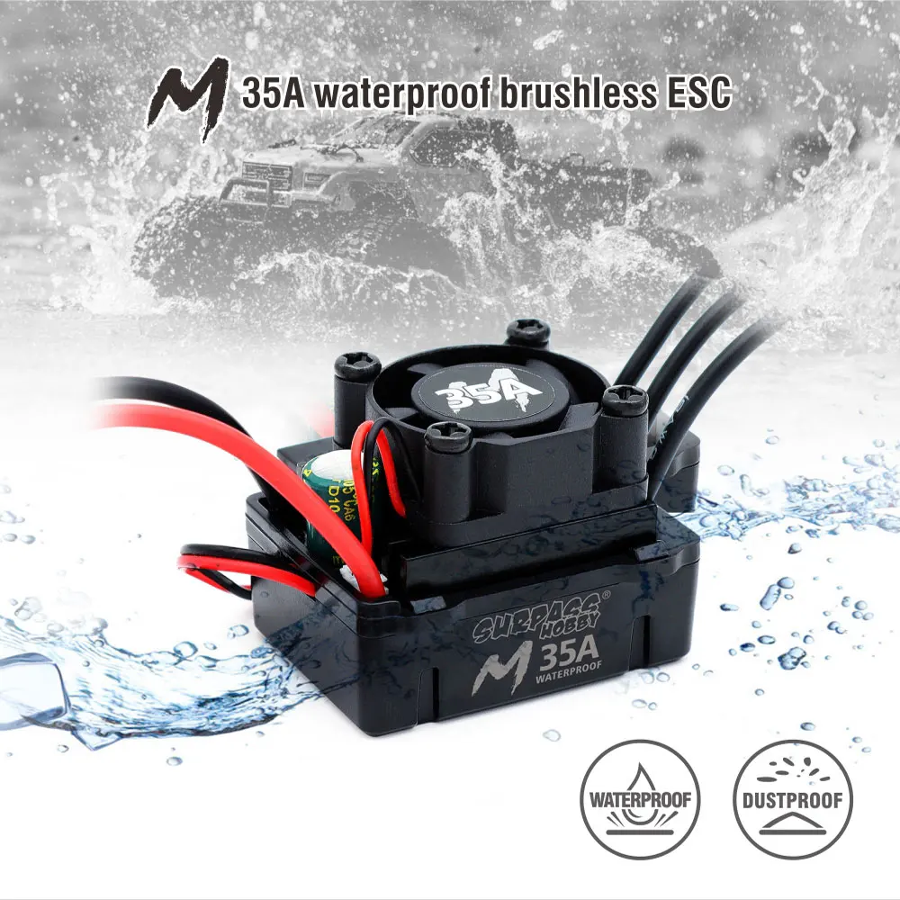 2024 New Surpass Hobby M Series 35A 45A 60A Waterproof ESC 2-3S for 1/10 1/12 1/14 1/16 RC Car F540 3650 Brushless Motor